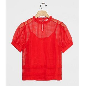 Anthropologie X Ro & De Sienna Mock Neck Blouse :: Sz L :: Red :: NWOT